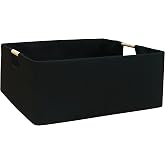 FUULOXE Storage Bin for Shelves Rectangle Closet Baskets Foldable Box with Handles Black Storage Boxes for Home Office Car Dormroom