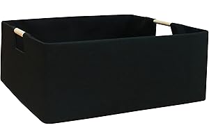 FUULOXE Storage Bin for Shelves Rectangle Closet Baskets Foldable Box with Handles Black Storage Boxes for Home Office Car Dormroom