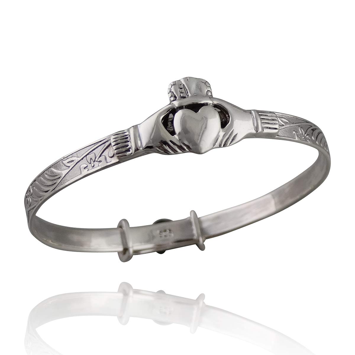 FashionJunkie4Life Sterling Silver Celtic Baby Claddagh Bangle Bracelet - Adjustable 5" to 6" โ image 1