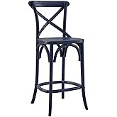 Modway Gear X-Back Wood Counter Bar Stool in Midnight Blue