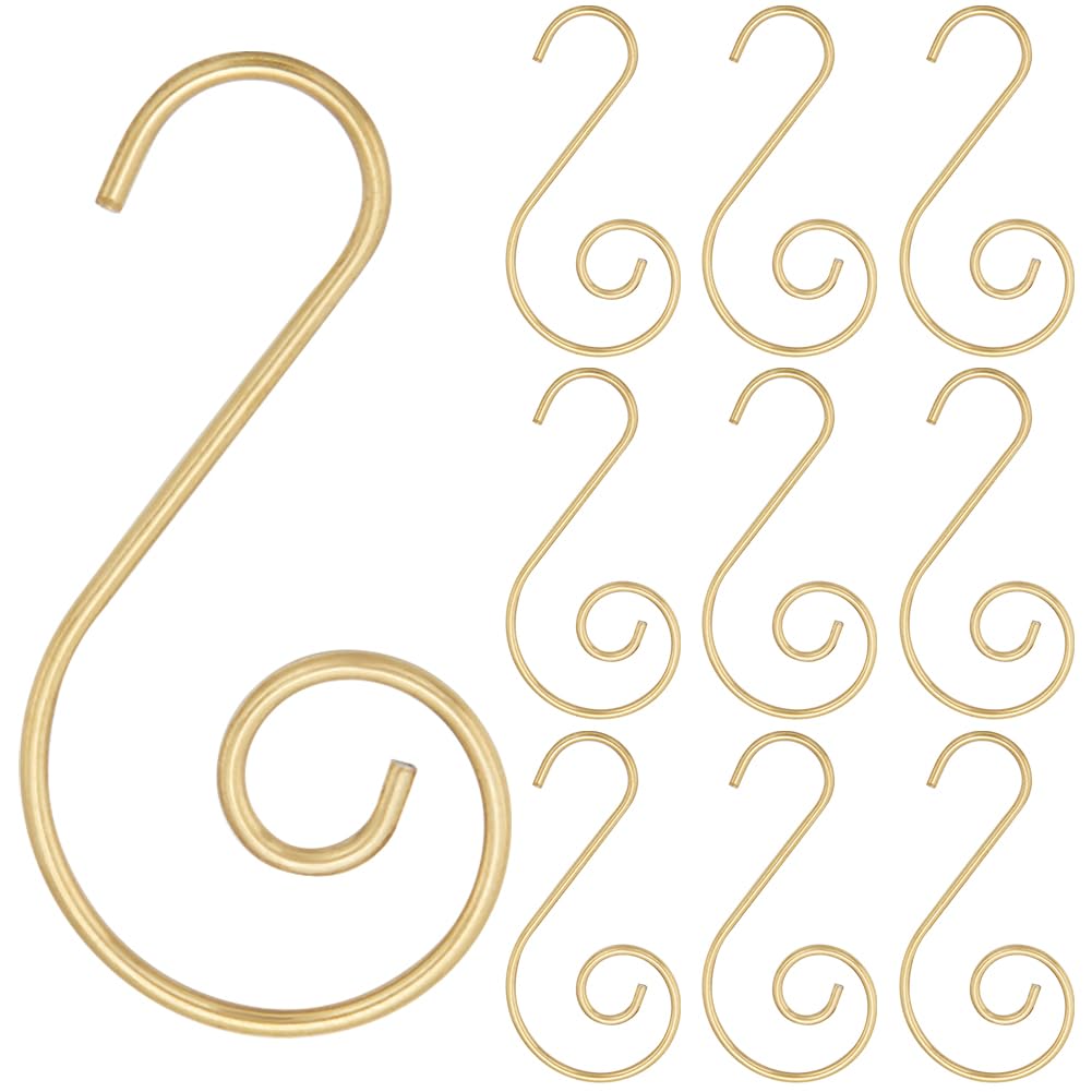 SOFPLATE 1 Box 100Pcs Christmas Ornament Hooks Gold Chandelier Crystal Wire Hooks Chandelier Replacement Part Metal Hook Pin S Shape Hanger for Christmas Tree Ball Holiday Party Decoration Hanging