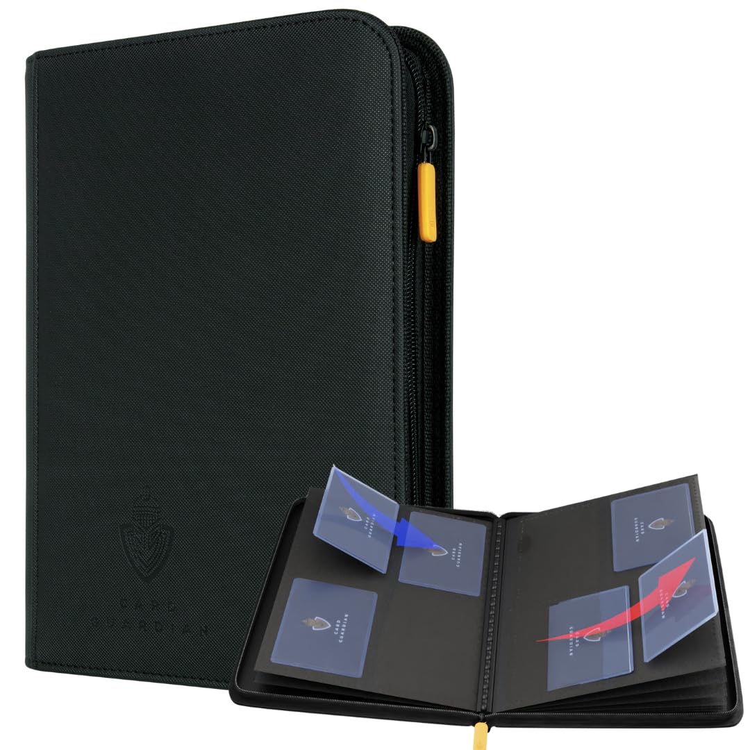 Card Guardian - Premium 4 Pocket Binder for 160 Cards (Black) | Zipper Closure and Side Loaded Pockets | Compatible with Trading & Sports Cards including Magic the Gathering, Yugioh — image 1