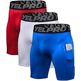 Queerier Mens Compression Shorts 3 Pack Spandex Running Shorts Sports Workout Base Layer Underwear Athletic Shorts