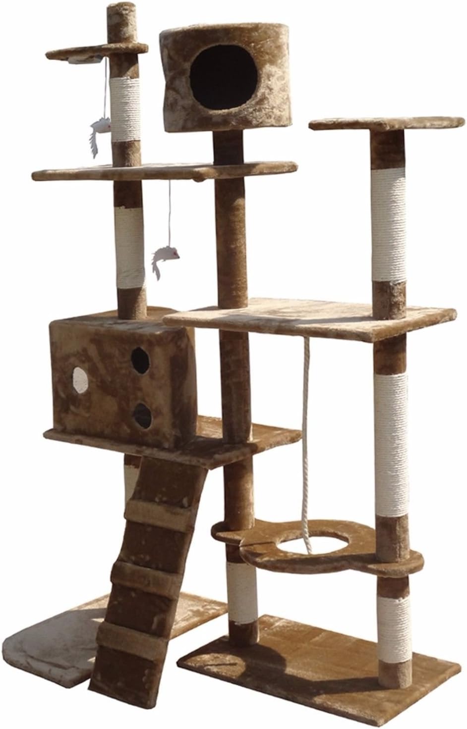 HOME HUT Cat Tree Activity Centre Scratcher Scratching Post Toys Bed with Cat Nip (Beige)