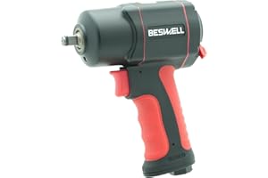 BESWELL-3/8" Stubby Size Twin Hammer 600 ft-lbs Real Max Loosen Torque Air Impact Wrench-BW-112F3N-TW-38