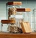 Anchor Hocking 1-Quart Stackable Jars with Bamboo Lids, Set of 4, Clear Glass -