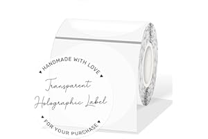 3 Inch Clear Transparent Thermal Label Stickers, Round Clear Self-Adhesive Direct Thermal Labels, Perforation Line Design& Wa