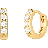 CAITLYNMINIMALIST Huggie Hoop Earrings for Women, Mini Cartilage Hoop Earrings, Dainty CZ Diamond Huggies, Helix Earrings, 18K Gold Plated Jewelry, Gift for Her