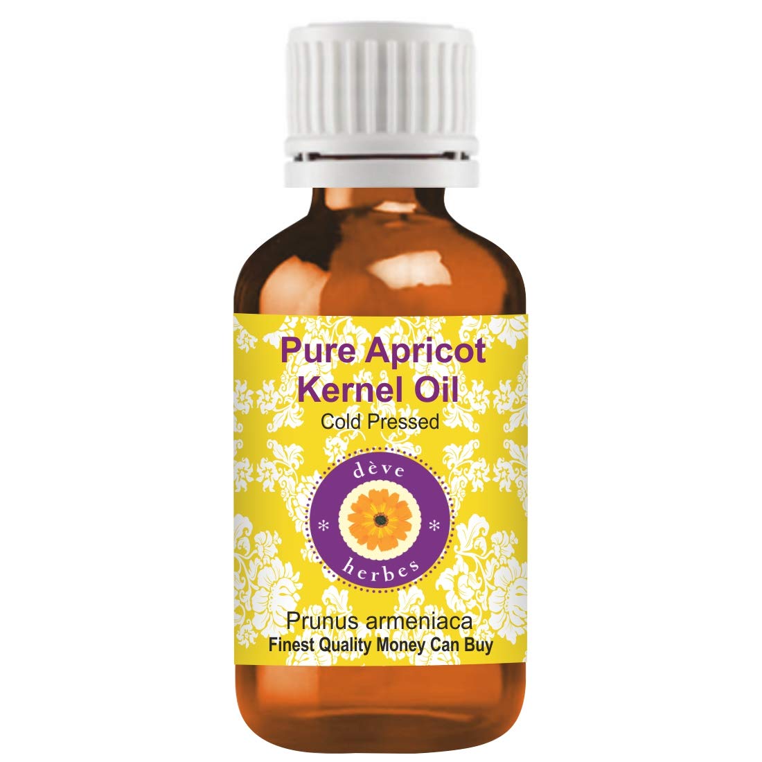 Deve Herbes Pure Apricot Kernel Oil (Prunus armeniaca) Non-Sticky | Non-Greasy | for Skin, Hair, Massage & DIY Use 30ml