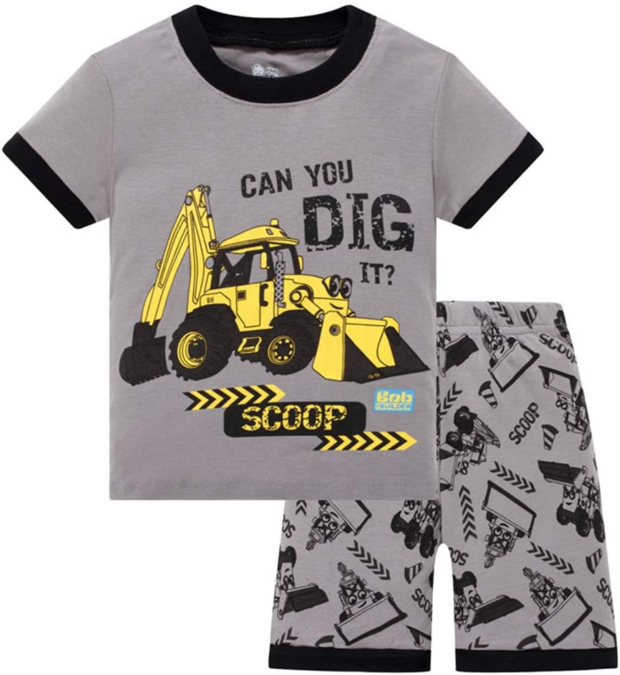 Little Boys Short Set Pajamas for Boys 100% Cotton Toddler Train Dinosaur Sleepwear Summer Clothes Size 2-7T