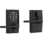 Schlage FE695 CEN 622 LAT Touch Century Lock with Latitude Lever, Electronic Keyless Entry Lock, Matte Black