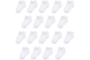 JAMEGIO Janegio 18 Pairs Kids' Low Cut Half Cushion Sport Ankle Socks Boys Girls Ankle Socks