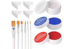 MEICOLY Red White Blue Face Body Paint Set,4th of July Accessories,4th of July Face Paint,4th of July Outfits for Women,Patriotic Independence Day Pride Face Paint with Painting Brushes and Sponges