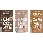 Podista Hot Chocolate Nespresso Original-Line Compatible Capsules Variety Pack - 3 Flavors (Smooth &amp; Creamy, Caramel Infusion, Hazelnut) - 30 Pods Total - Hot Cocoa Capsules for Coffee Makers
