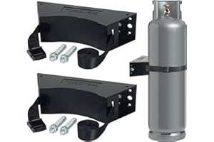 LrqzHsyl 2PCS Propane Tank Holder Propane Tank Mount Gas Cylinder Holder high Quality ABS Gas Cylinder with Screws and Safety Chain Supported 4"-12",Supported 59inch ,for Cylinder Pack of 2(Black)