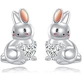 Rabbit Stud Earrings 925 Sterling Silver Bunny Earrings Bunny Gifts Cute Animal Earring Jewelry Gifts for Women
