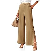 Cicy Bell Womens Side Split Dress Pants Elastic High Waisted Wide Leg Business Casual Trousers with Pockets
