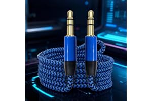 3.5mm Nylon Braided AUX Cable, (3.3ft/1m, Hi-Fi Sound) 1/8 TRS Auxiliary Audio Cable Male to Male for Headphone, Speaker, Pho