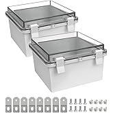 LMioEtool ABS Plastic Dustproof Waterproof IP65 Junction Box Hinged Shell Universal Electrical Project Enclosure Gray, with PC Transparent Clear Cover 5.9 x 5.9 x 3.5inch(150 x150 x90mm), 2 Pack