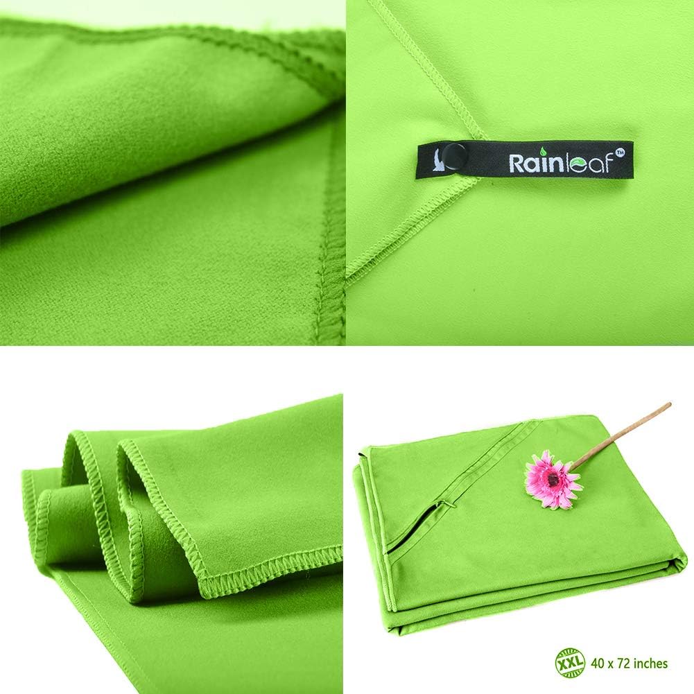 Rainleaf Microfiber Towel Perfect Travel & Sports &Beach Towel. Fast Drying - Super Absorbent - Ultra Compact. Suitable for Camping, Backpacking, Gym, Beach, Swimming, Yoga : Sports & Outdoors