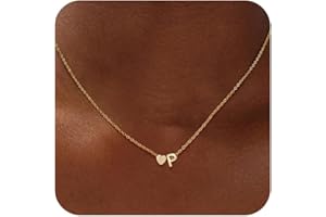 SCTHCS Gold Initial Necklaces for Women 14K Gold Plated Heart Charm Letter A-Z Pendant Dainty Necklace Trendy Heart Necklaces for Women Birthday Christmas Gifts Jewelry for Women