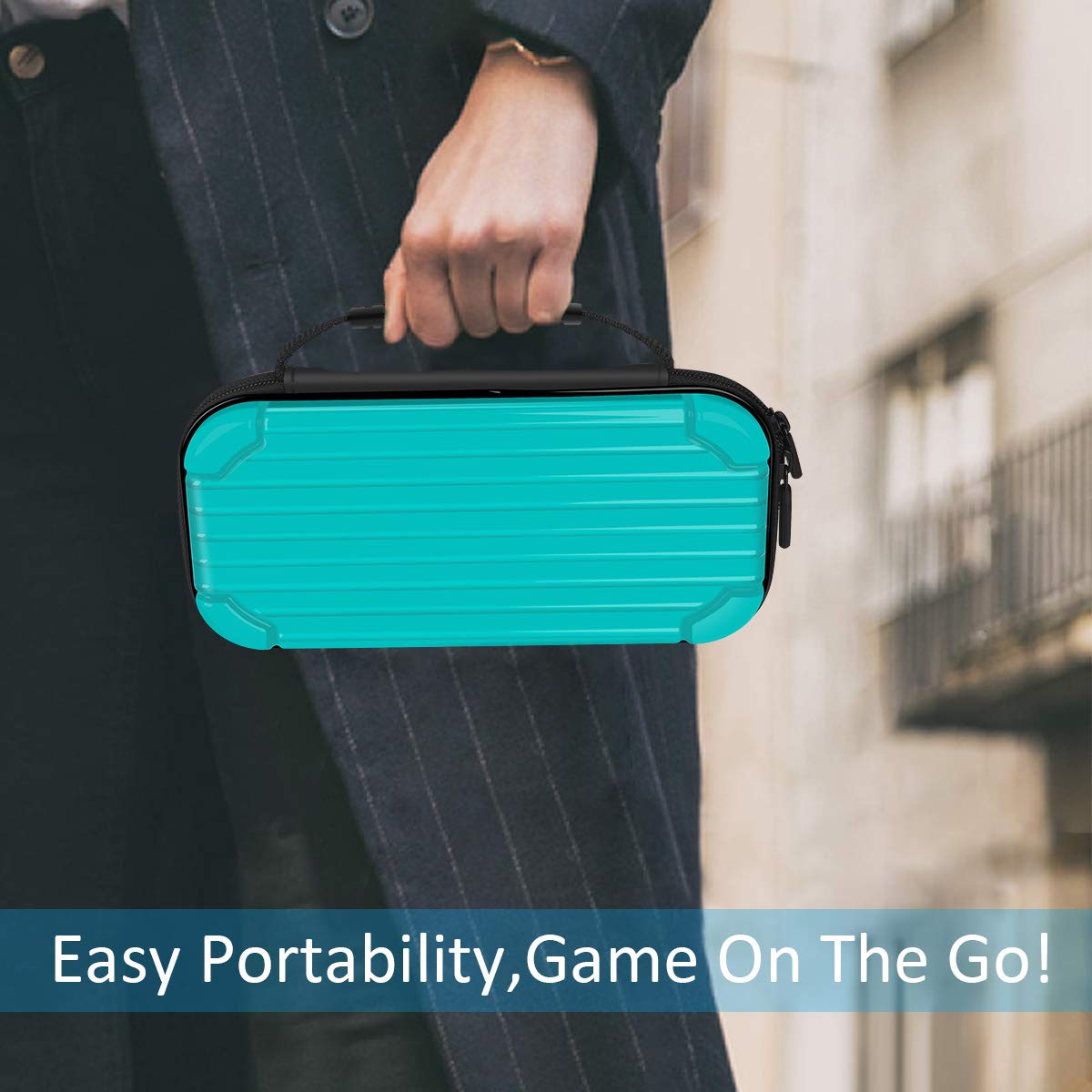 Carrying Case for Nintendo Switch Lite, Y Team Switch Lite Case with 10 Game Cartridge Storage Holders and 1 Tempered Screen Protector for Nintendo Switch Lite Console and Accessories (Turquoise)