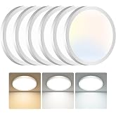 hepside 6PACK Flush Mount LED Ceiling Light Fixture White, 6.5Inch 12Watt, Dimmable &amp; 3000K-4000K-6500K Ceiling Lamp 1200LM Low Profile Ceiling Light for Kitchen Bedroom Hallway Porch