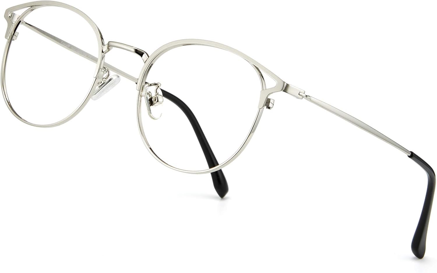 Amazon Com Cyxus Blue Light Blocking Glasses Women Cateye Round Silver Glasses Frame Design Anti Harmful Blue Light Between 380 Nm And 450 Nm Electronics