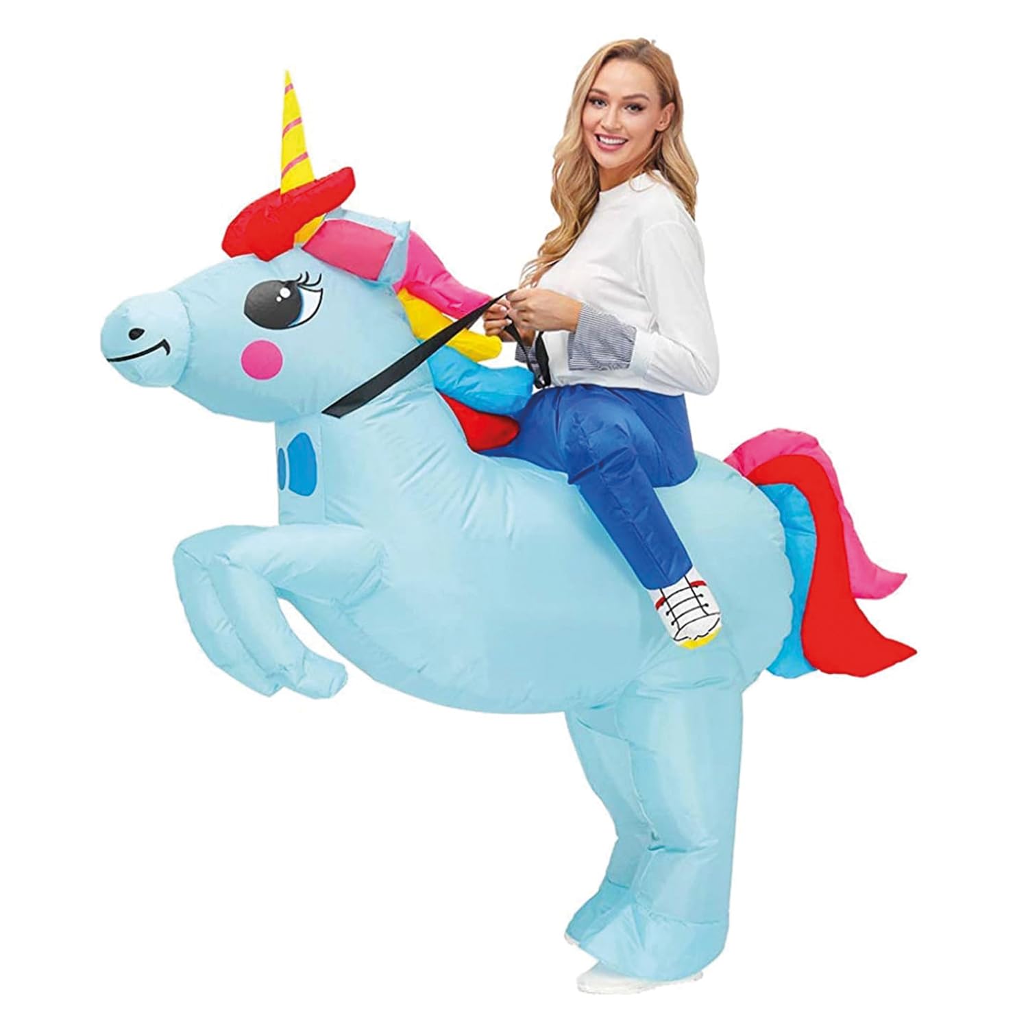 Blue Unicorn Inflatable Disguise | Unusual Costume Adult Size 160 to 190cm | Premium Quality | Made of very resistant Polyester - Pleasant to wear | Inflating System Included | OriginalCup® — image 1