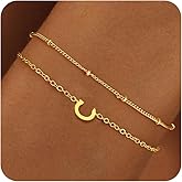 BAYLAY Gold Initial Bracelet for Women Trendy Jewelry - 18K Gold Plated Layered Letter Bracelet Dainty Gold Initial Charm Bracelet for Women Jewelry Gifts