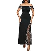 Verdusa Women's Sequin Mesh Wedding Guest Dress Ruched Long Dresses Elegant Concert Outfits