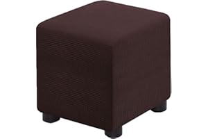 Bifaunvogel Ottoman Cover Square Folding Storage Ottoman Slipcovers Jacquard Stretch Cube Footrest Foot Stool Covers Protector with Elastic Band (Small,Coffee)