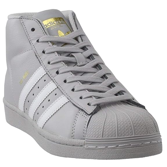 adidas Originals Kids Boy's Pro Model (Big Kid) Light Solid Grey/White/Gold 5 M US Big Kid