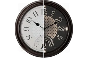 Presentime & Co. 14" in/Outdoor Luminous Wall Clock with Thermometer, Weather Thermometer, Night Light with Smart Sensor - Oil Rubbed Bronze Finish, Outdoor Lights & Decoration.
