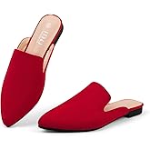MUSSHOE Pointed Toe Mules for Women: Comfortable Slip On Flats with Soft Memory Foam - Non-Slip Lightweight Backless Loafers for Office Work & Business Casual