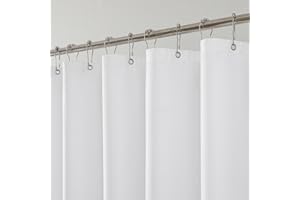 THAIGEE Water-Repellent Fabric Shower Curtain Liner - Hotel Quality Machine Washable, 3 Heavy-Duty Magnets with Rustproof Grommets & Weighted Hem, Standard Size 72x72in White