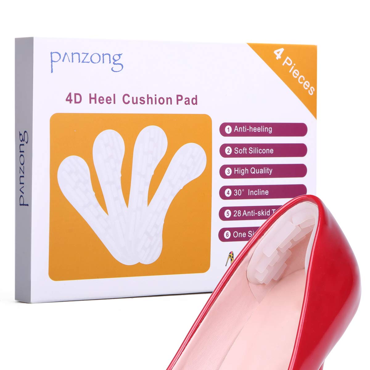 Premium Heel Grips Liner Cushions Inserts (2 Pairs) 4D Heel Pads for Women and Men Loose Shoes, Self-Adhesive Shoe Insoles Foot Care Protector, Prevent Heel Rubbing, Blisters, Slipping Out