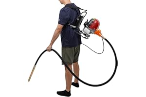 GRFCEVUE 31CC 4-Stroke Backpack Concrete Vibrator, 1HP Portable Backpack Concrete Vibrator Gas Vibrating Concrete Power Screed Motor Concrete Vibrating Tool with 9.84ft Vibrator Rod for Building Construction