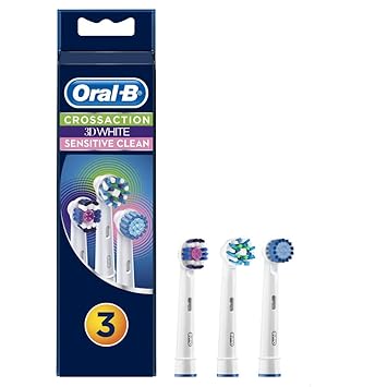 Oral-B Multi-Pack 3 in 1 Aufsteckbürsten, CrossAction, 3DWhite und Sensitive für Ihre individuellen Mundpflegebedürfnisse, 3 