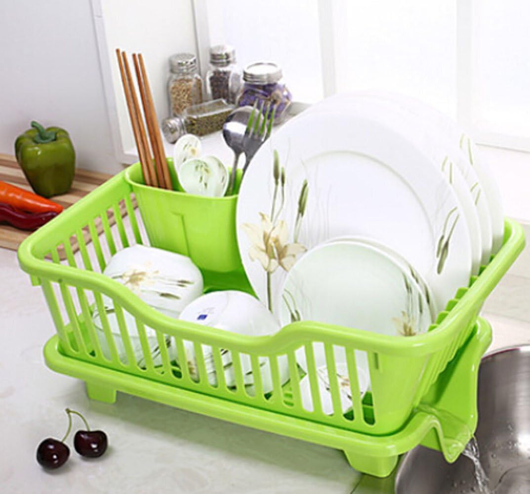 Large Kitchen Dish Rack/drain Dishes Racks/Kitchen-pod/side of the Leak Water Dishes Shelf (Green)