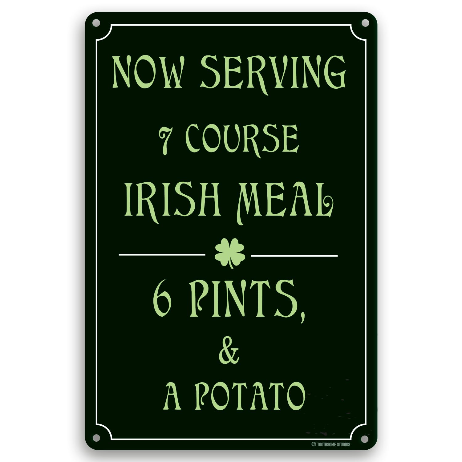 7 Course Irish Meal 12" x 8" Funny Tin Sign Pub Bar Man Cave Decor