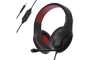 Anivia MH601 Headphones with Microphone LED Wired Headset with Active Noise Canceling Microphone, 3.5mm Audio Jack Stereo Headphone - Red (Game/Work/School)