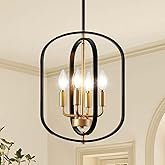 Black and Gold Chandelier for Dining Room Light Fixture, Chandelier for Entryway Light Fixture Foyer Lighting Fixtures Adjust