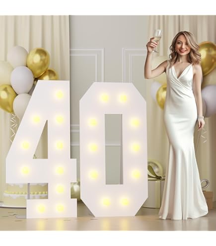 thumbnail image 2 of 4ft Light Up Numbers 60 Numbers With Lights Bulbs White Slot-in Marquee Frame For Men Women 60th Birthday Party Decorations Pre-Cut Mosaic Cardboard Large Cut-Out Thick Foam Board Sign Anniversary 2 of 13