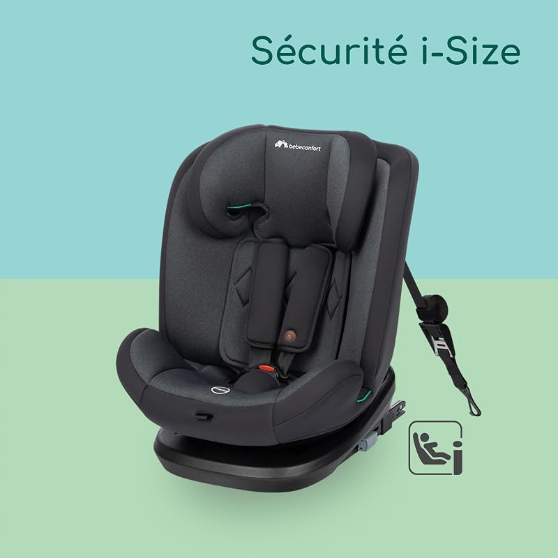 EverFix i-Size Siège auto, Siège auto face à la route, Siège auto ISOFIX, de 15 mois jusqu'à 12 ans, 9-36 kg, 76-150 cm, Tinted Black