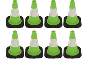 OranclUS 8 Pack 12 Inch Green PVC Traffic Cones Black Base Stable Durable, Sport Training Soccer Practice Kids Activities Markers Indoor Outdoor Use (8, Green, 12 Inch)