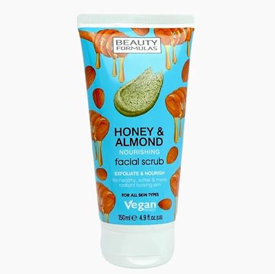 Beauty Formulas Face Scrub Honey & Almond 100ml Gentle Exfoliating Skin Care