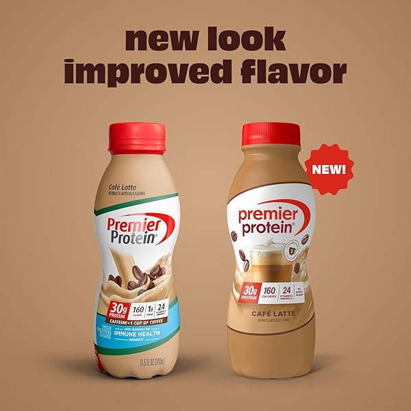 PREMIER PROTEIN SHAKE, CAFÉ LATTE, CAFFEINATED, 30G PROTEIN, NO ADDED SUGAR, 24 VITAMINS & MINERALS TO SUPPORT IMMUNE HEALTH, 11.5 FL OZ, 12 PACK (PACKAGING MAY VARY)