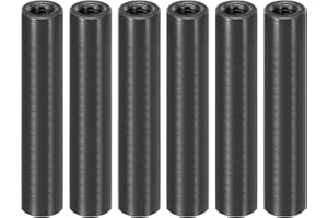 PATIKIL 6pcs M3 Metal Threaded Standoff Spacer Nuts, Round Aluminum Spacers Female Coupling Screws, 1/8" ID x 3/16" OD, Black, (28mm L)
