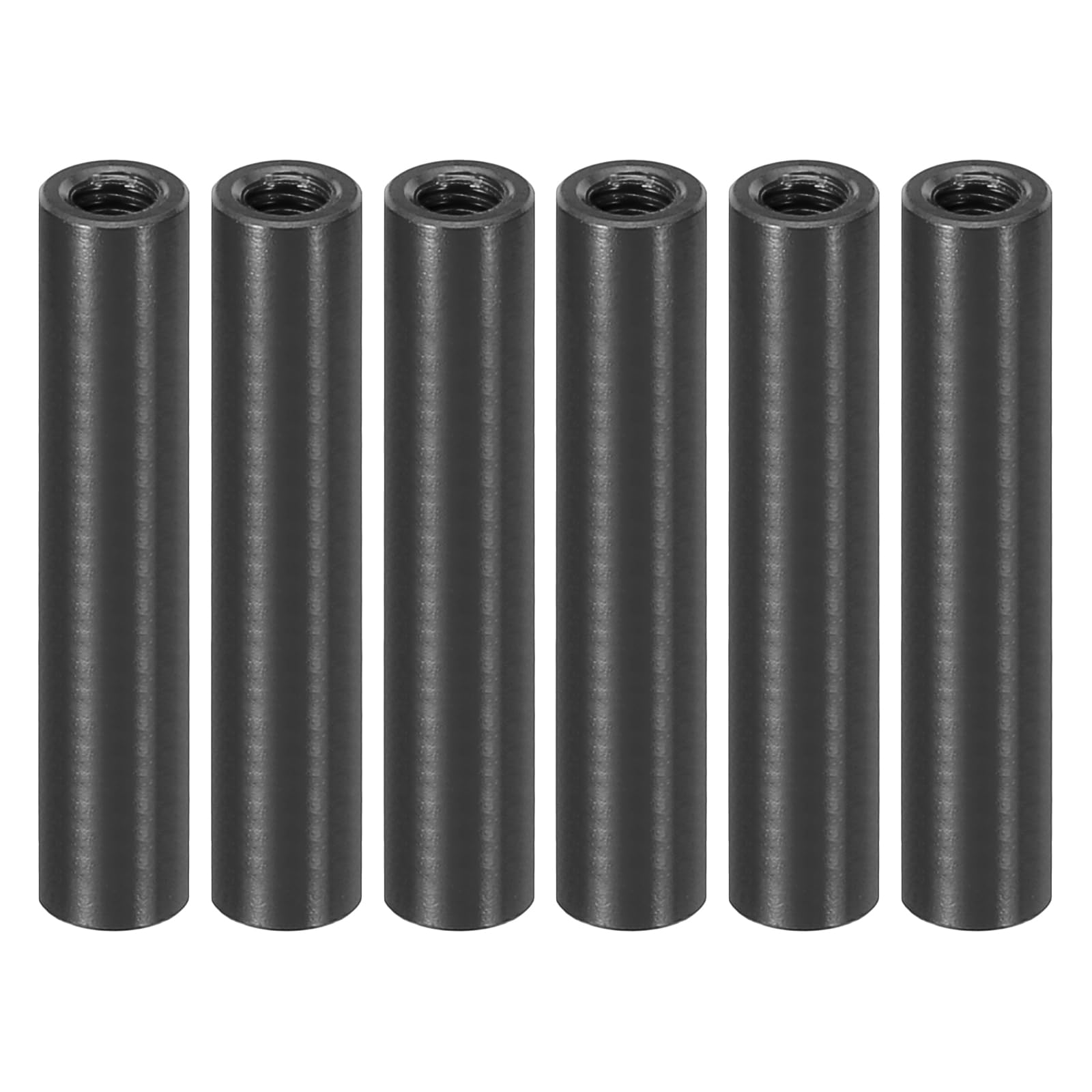 PATIKIL 6pcs M3 Metal Threaded Standoff Spacer Nuts, Round Aluminum Spacers Female Coupling Screws, 1/8" ID x 3/16" OD, Black, (27mm L)